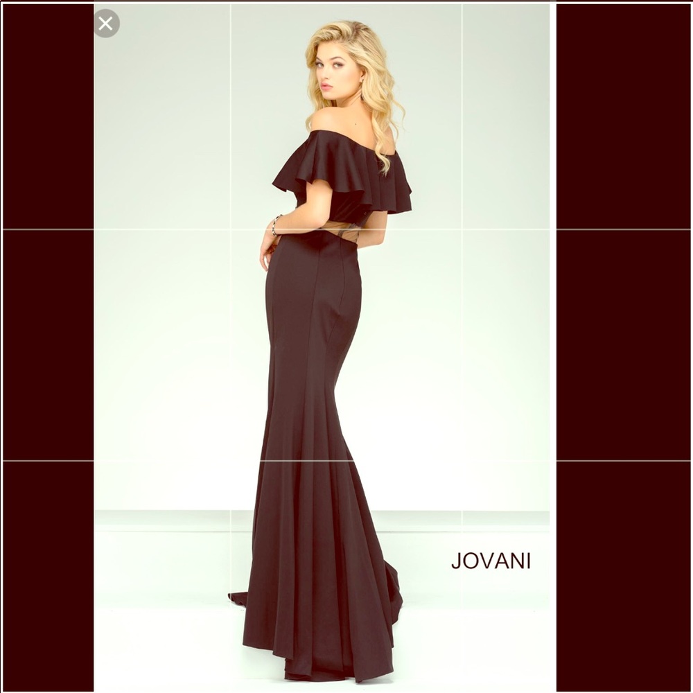 Jovani 49926 stunning long off shoulder ruffle